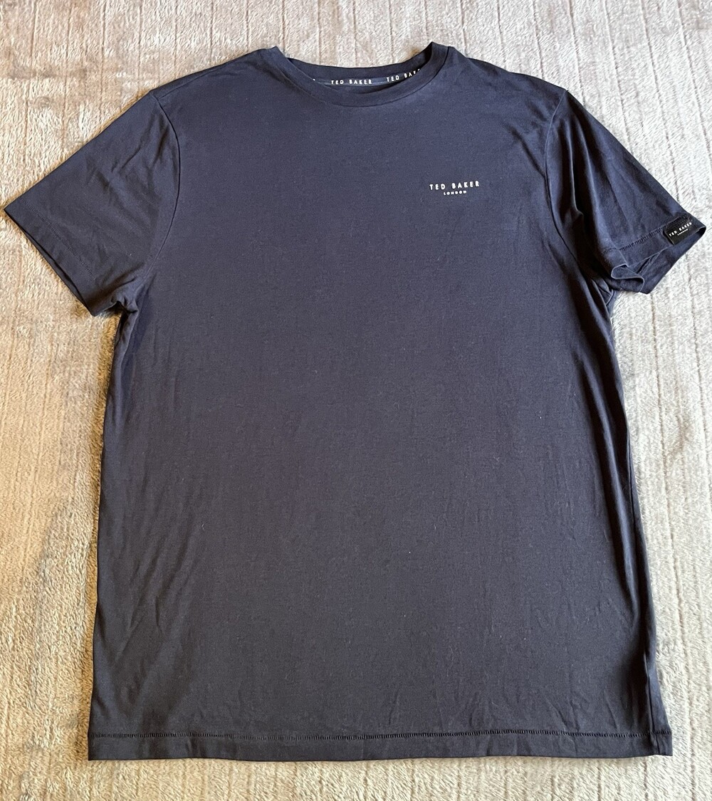 Ted Baker London Menโs X-Large Navy Blue Crew Neck T-shirt Script Logo